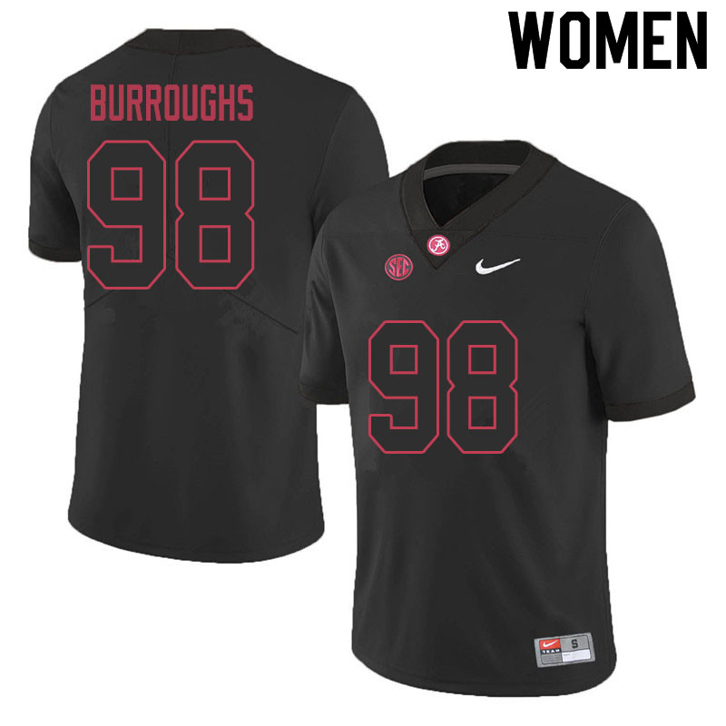 Alabama Crimson Tide Women's Jamil Burroughs #98 Black NCAA Nike Authentic Stitched 2020 College Football Jersey FN16Q76EW